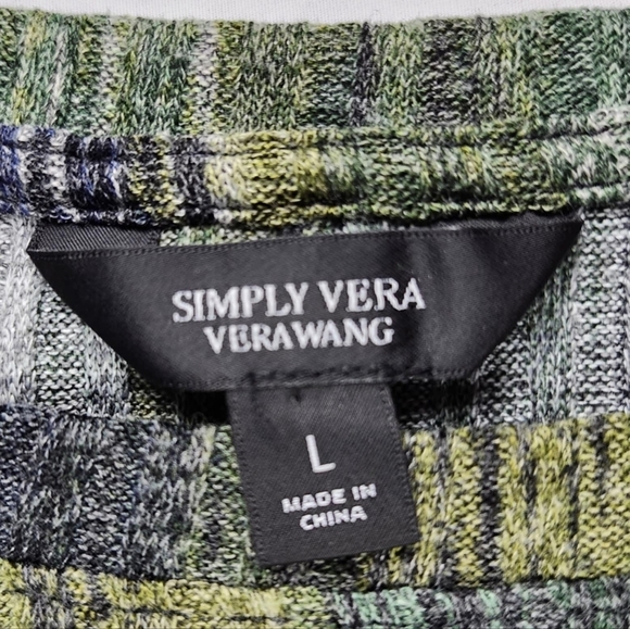 Simply Vera Wang top Large Green Stripped Pattern With Tie Box Shape Retro 70s - Picture 4 of 4